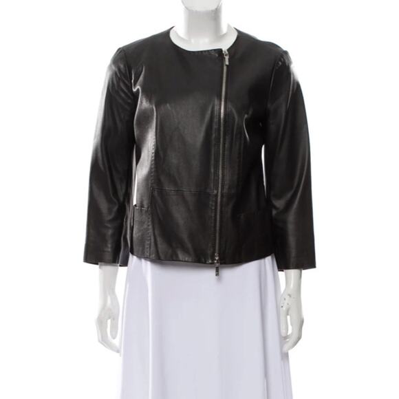 Tory Burch leather moto style jacket black sz 4 - Picture 2 of 9